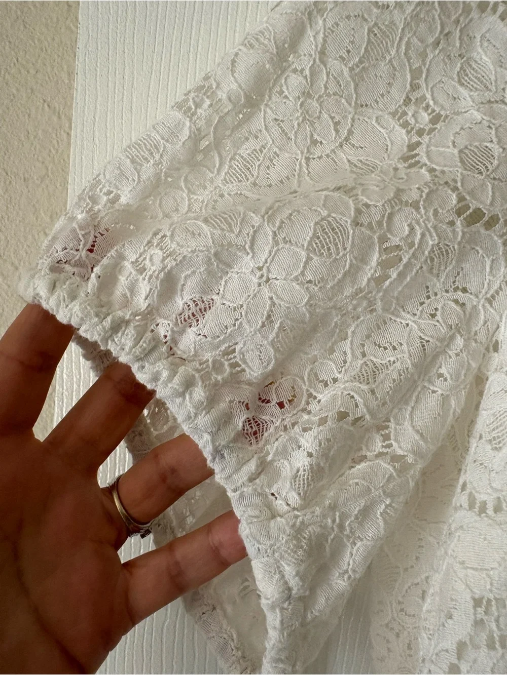 LOFT Ivory Lace Puff Sleeve Blouse